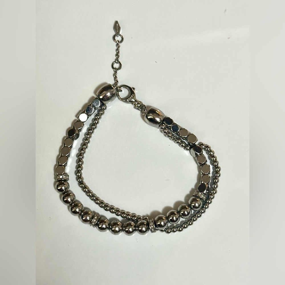 Fossil Multi-strand Silver Tone Bead Bracelet 7” inches GOOD COND.